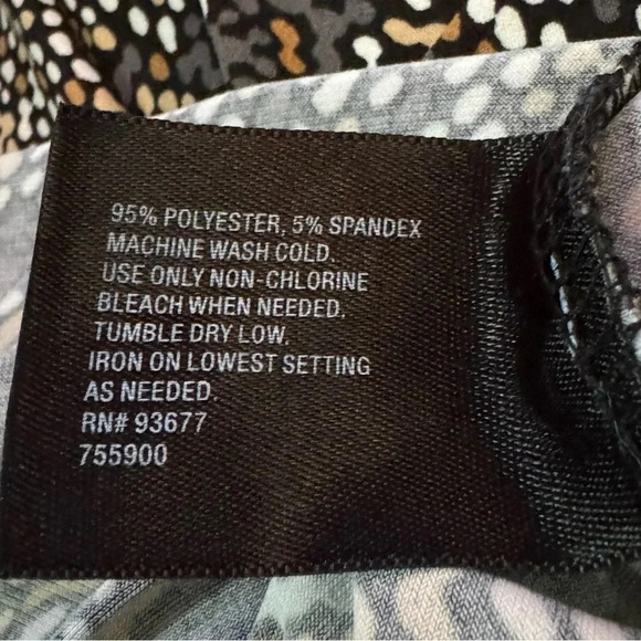 East 5th L Large‎ Shirt Top Gray Brown Abstract 3/4 Sleeve Cowl Neck Stretch - Picture 6 of 6